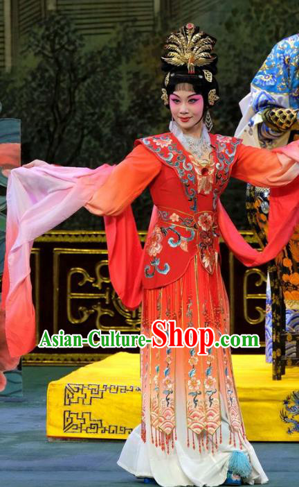 Chinese Beijing Opera Diva Yang Yuhuan Apparels Costumes and Headpieces Tai Zhen Wai Zhuan Traditional Peking Opera Hua Tan Imperial Consort Dress Garment