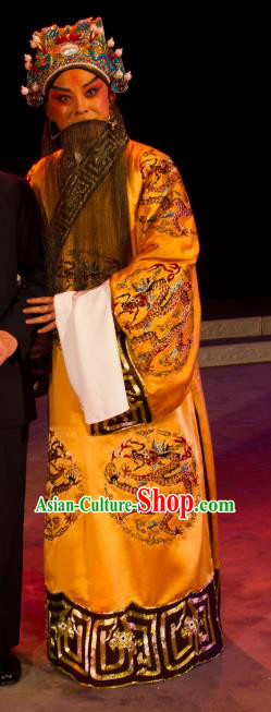 Mei Lan Ni Chang Chinese Peking Opera Emperor Tang Garment Costumes and Headwear Beijing Opera Elderly Male Apparels Laosheng Clothing