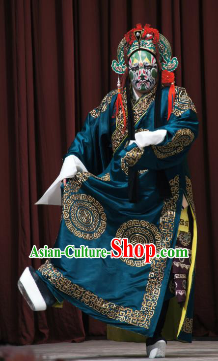 Yan Yang Tower Chinese Peking Opera Hero Garment Costumes and Headwear Beijing Opera Swordsman Xu Shiying Apparels Clothing