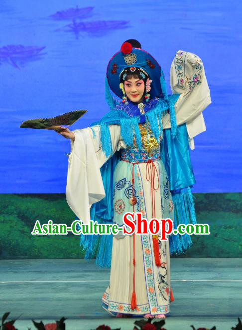 Chinese Beijing Opera Young Beauty Xi Shi Apparels Costumes and Headdress Traditional Peking Opera Hua Tan Dress Garment