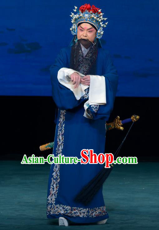 Xi Shi Chinese Peking Opera Laosheng Fan Li Garment Costumes and Headwear Beijing Opera Official Apparels Elderly Male Clothing