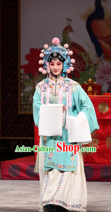 Chinese Beijing Opera Palace Lady Apparels Costumes and Headdress Traditional Peking Opera Xi Shi Court Maid Dress Garment