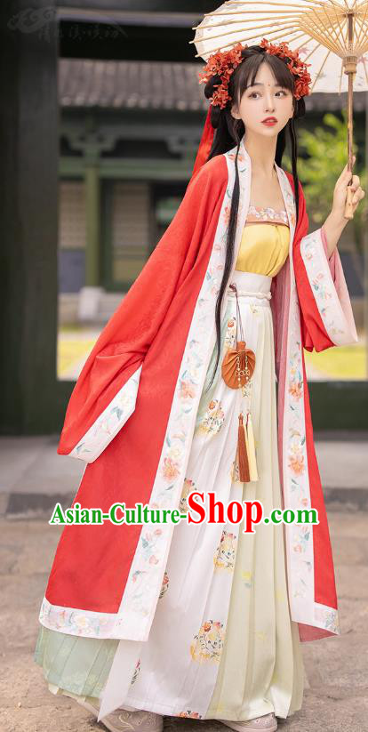 Chinese Song Dynasty Noble Princess Apparels Historical Costumes Traditional Ancient Palace Lady Embroidered Hanfu Dress for Women