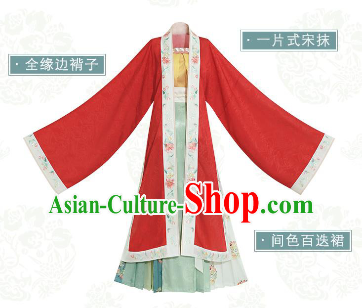 Chinese Song Dynasty Noble Princess Apparels Historical Costumes Traditional Ancient Palace Lady Embroidered Hanfu Dress for Women