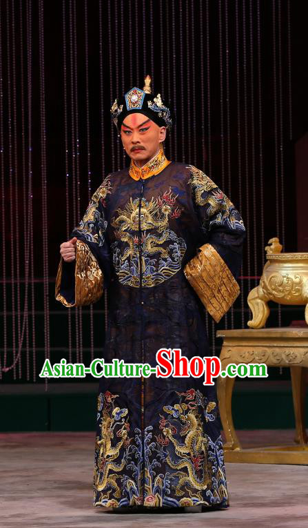 Kangxi Dadi Chinese Peking Opera Informal Garment Costumes and Headwear Beijing Opera Qing Dynasty Emperor Apparels Clothing