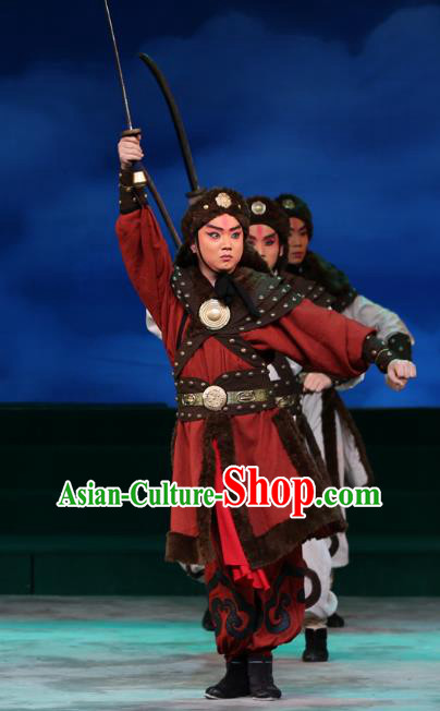 Kangxi Dadi Chinese Peking Opera Soldier Garment Costumes and Headwear Beijing Opera Wusheng Apparels Martial Man Clothing