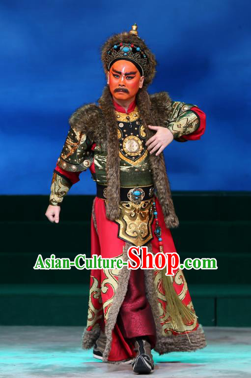 Kangxi Dadi Chinese Peking Opera Wusheng Garment Costumes and Headwear Beijing Opera King Geer Dan Apparels Martial Man Clothing
