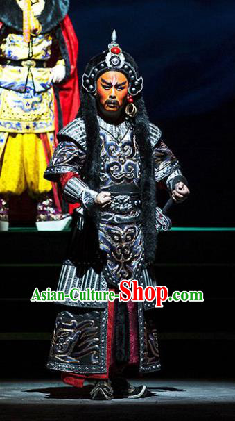 Kangxi Dadi Chinese Peking Opera King Ge Er Dan Garment Costumes and Headwear Beijing Opera General Armor Apparels Clothing
