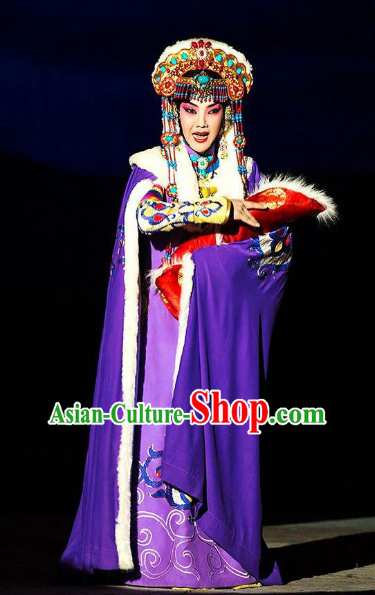 Chinese Beijing Opera Noble Princess Lan Er Apparels Costumes and Headdress Kangxi Dadi Traditional Peking Opera Hua Tan Dress Diva Garment