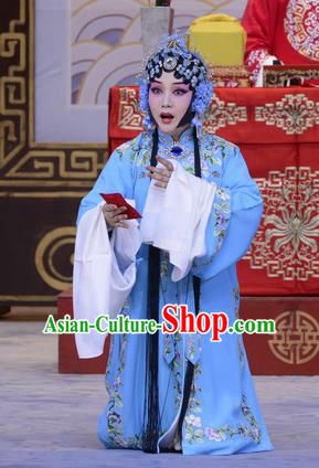 Chinese Beijing Opera Hua Tan Apparels Costumes and Headdress Chen Sanliang Pa Tang Traditional Peking Opera Courtesan Li Shuping Dress Garment