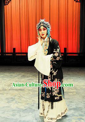 Chinese Beijing Opera Diva Ma Zhaoyi Apparels Costumes and Headdress Chu Palace Hen Traditional Peking Opera Tsing Yi Dress Actress Garment