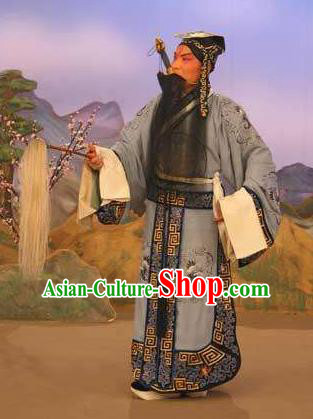 Qing Shi Mountain Chinese Peking Opera Laosheng Garment Costumes and Headwear Beijing Opera Taoist Priest Lv Dongbin Apparels Clothing