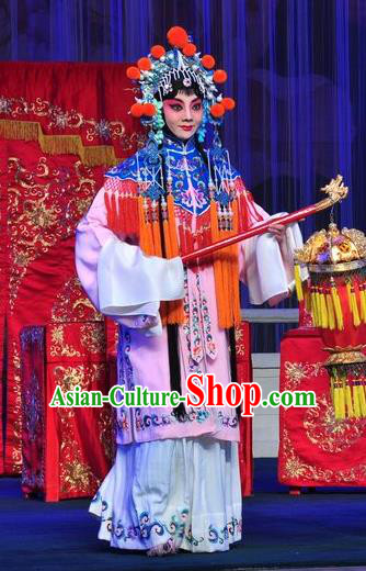 Chinese Beijing Opera Court Maid Apparels Costumes and Headdress A Honey Trap Traditional Peking Opera Young Lady Pink Dress Garment
