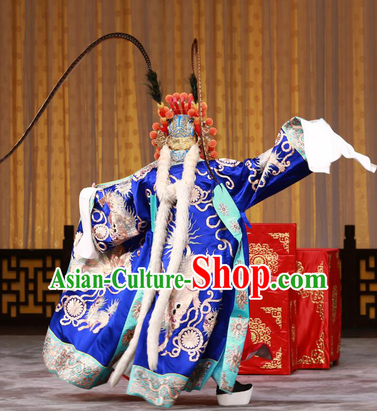 The Mirror of Fortune Chinese Peking Opera Robber Jin Yanbao Garment Costumes and Headwear Beijing Opera Martial Male Apparels Clothing