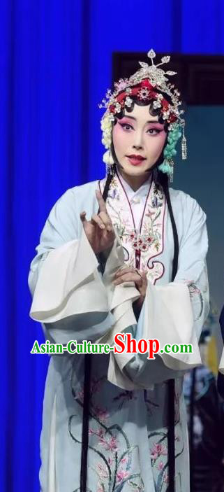 Chinese Beijing Opera Diva Actress Apparels Costumes and Headdress The Mirror of Fortune Traditional Peking Opera Hua Tan Dress Young Female Garment