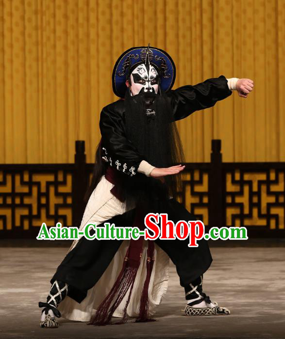A Honey Trap Chinese Peking Opera Takefu Garment Costumes and Headwear Beijing Opera Wusheng Apparels Martial Man Zhang Fei Clothing
