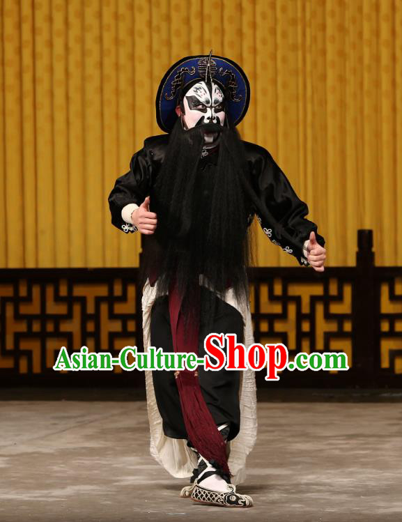 A Honey Trap Chinese Peking Opera Takefu Garment Costumes and Headwear Beijing Opera Wusheng Apparels Martial Man Zhang Fei Clothing