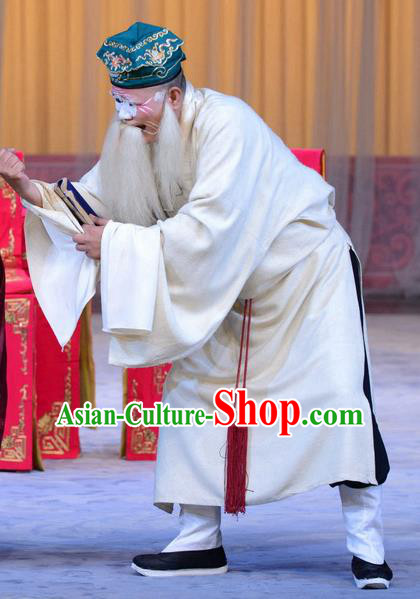 Xin An Yi Chinese Peking Opera Old Man Garment Costumes and Headwear Beijing Opera Elderly Male Apparels Clothing