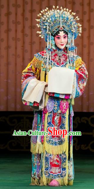 Chinese Beijing Opera Hua Tan Actress Apparels Costumes and Headdress Princess Yinping Traditional Peking Opera Diva Dress Garment