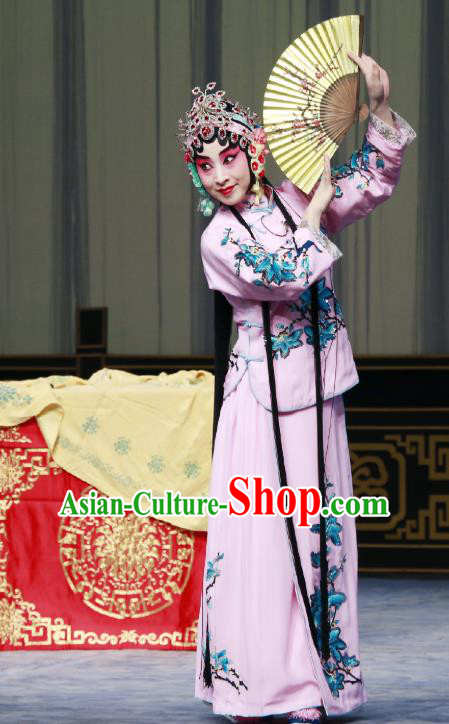 Chinese Beijing Opera Hua Tan Fairy Fox Apparels Costumes and Headdress Qing Shi Mountain Traditional Peking Opera Young Female Dress Actress Garment