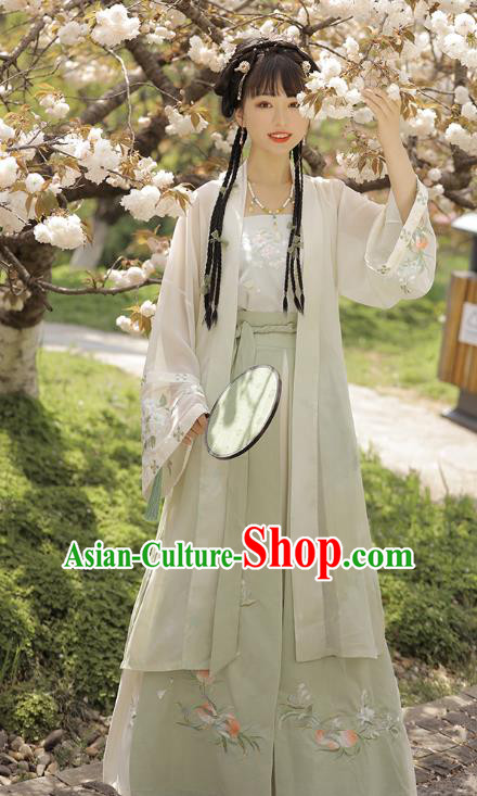 Chinese Traditional Song Dynasty Young Lady Historical Costumes Ancient Patrician Female Embroidered Hanfu Dress Apparels for Women