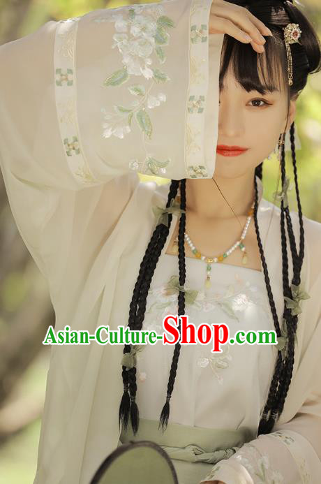 Chinese Traditional Song Dynasty Young Lady Historical Costumes Ancient Patrician Female Embroidered Hanfu Dress Apparels for Women