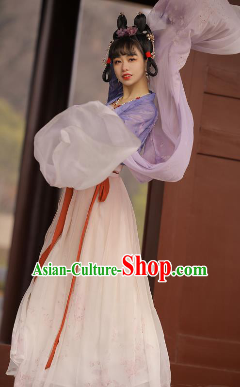 Chinese Ancient Palace Lady Embroidered Hanfu Dress Traditional Tang Dynasty Court Maid Historical Costumes Apparels