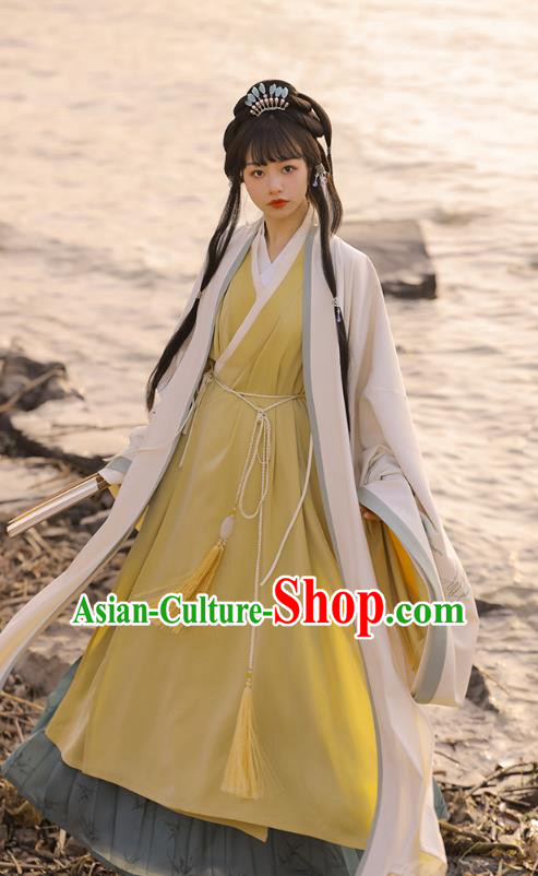 Chinese Ancient Patrician Lady Embroidered Hanfu Dress Traditional Song Dynasty Historical Costumes Noble Female Apparels Complete Set