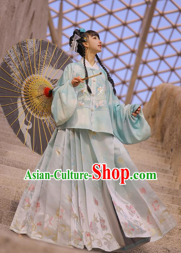 Chinese Ancient Noble Lady Embroidered Hanfu Dress Traditional Ming Dynasty Historical Costumes Apparels for Rich Woman