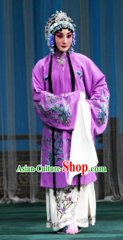 Chinese Beijing Opera Young Female Actress Apparels Costumes and Headdress The Mirror of Fortune Traditional Peking Opera Hua Tan Dress Garment