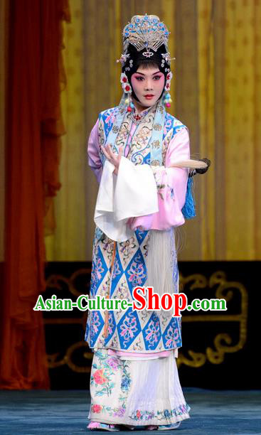 Chinese Beijing Opera Taoist Nun Apparels Actress Costumes and Headdress Escaping From the Temple Traditional Peking Opera Young Lady Dress Garment