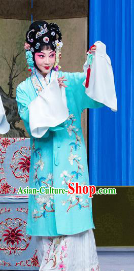 Chinese Beijing Opera Actress You Erjie Apparels Costumes and Headdress You Sisters in the Red Chamber Traditional Peking Opera Dress Hua Tan Garment