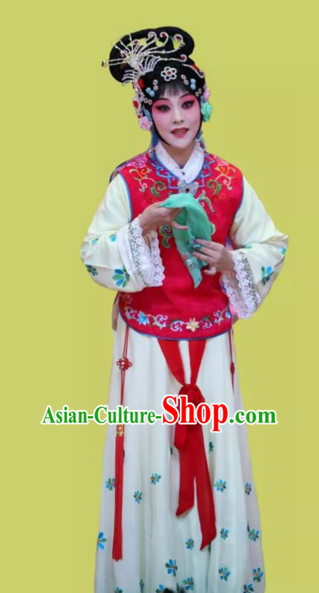 Chinese Beijing Opera Young Lady You Sanjie Apparels Costumes and Headdress You Sisters in the Red Chamber Traditional Peking Opera Xiaodan Dress Actress Garment