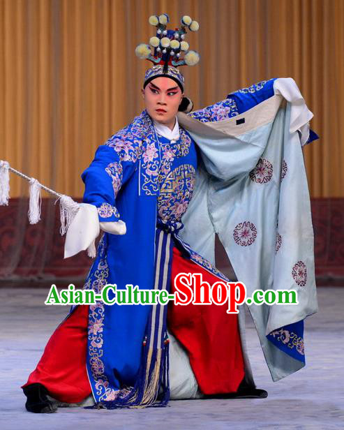 Hong Tao Shan Chinese Peking Opera Wusheng Garment Costumes and Headwear Beijing Opera Takefu Apparels Martial Male Hua Rong Clothing