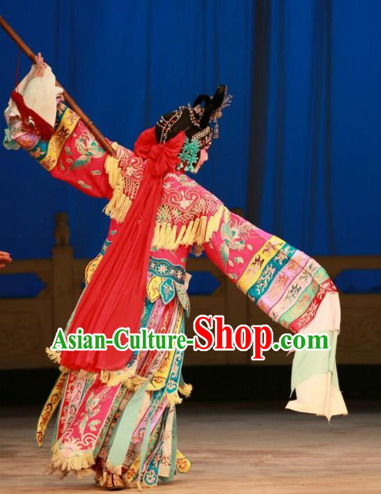 Chinese Beijing Opera Actress Goddess Ling Bo Apparels Costumes and Headdress Hongqiao with the Pearl Traditional Peking Opera Hua Tan Dress Garment
