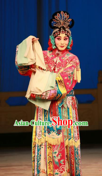 Chinese Beijing Opera Actress Goddess Ling Bo Apparels Costumes and Headdress Hongqiao with the Pearl Traditional Peking Opera Hua Tan Dress Garment