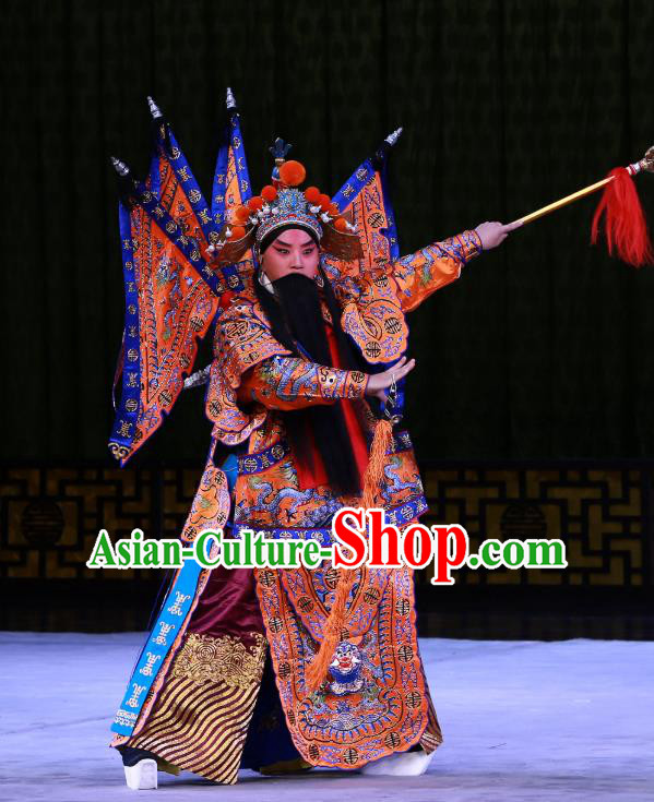 Hongqiao with the Pearl Chinese Peking Opera General Armor Garment Costumes and Headwear Beijing Opera Kao Suit with Flags Apparels Clothing