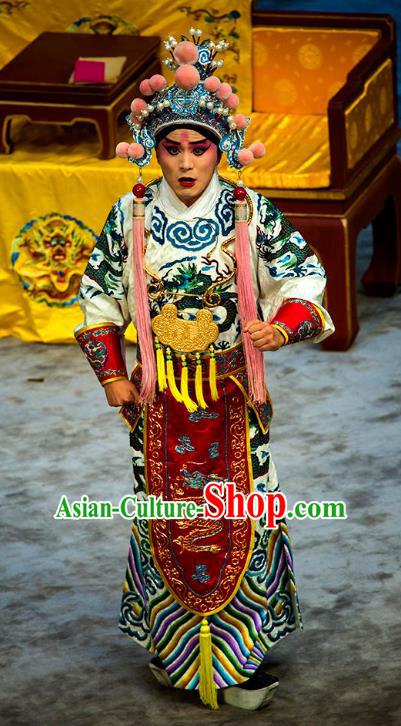 Anecdote of Wu Zetian Chinese Peking Opera Xiaosheng Garment Costumes and Headwear Beijing Opera Crown Prince Apparels Clothing