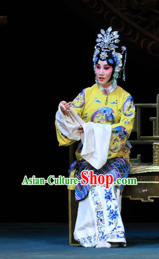 Chinese Beijing Opera Diva Apparels Costumes and Headdress Luo Yang Gong Traditional Peking Opera Young Female Dress Empress Zhangsun Garment