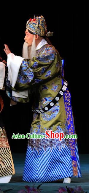 Luo Yang Gong Chinese Peking Opera Chancellor Garment Costumes and Headwear Beijing Opera Elderly Male Apparels Official Fang Xuanling Clothing