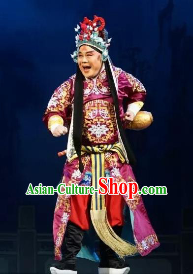 Number One Scholar Matchmaker Chinese Peking Opera Martial Male Garment Costumes and Headwear Beijing Opera General Fu Dingkui Apparels Takefu Clothing