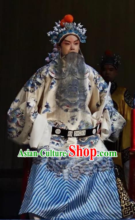 Number One Scholar Matchmaker Chinese Peking Opera Laosheng Garment Costumes and Headwear Beijing Opera General Yang Jiye Apparels Elderly Male Clothing