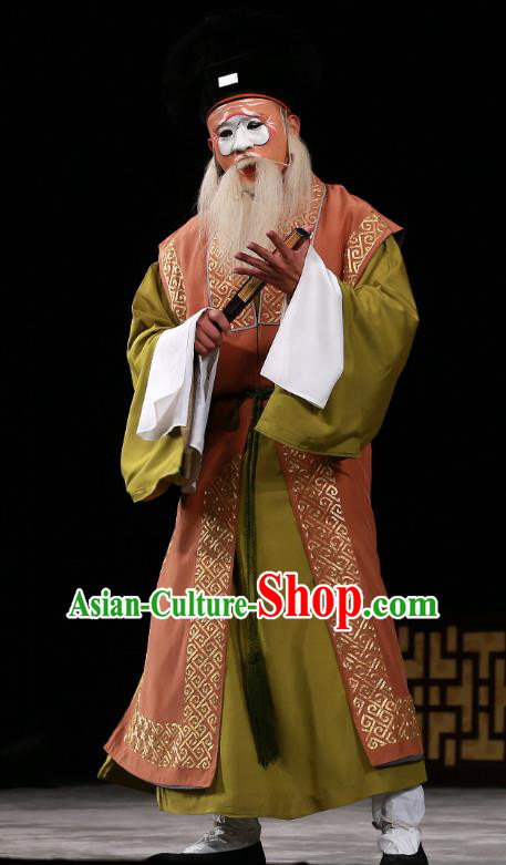 Wu Long Yuan Chinese Peking Opera Elderly Male Garment Costumes and Headwear Beijing Opera Chou Apparels Clown Clothing