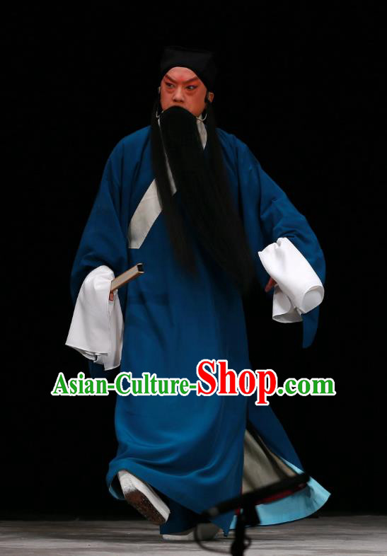 Wu Long Yuan Chinese Peking Opera Elderly Male Song Jiang Garment Costumes and Headwear Beijing Opera Laosheng Apparels Clothing