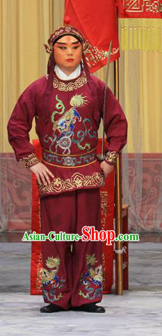 Kirin Pavilion Chinese Peking Opera Wusheng Garment Costumes and Headwear Beijing Opera Takefu Apparels Soldier Clothing