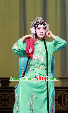 Chinese Beijing Opera Actress Apparels Costumes and Headdress Wu Long Yuan Traditional Peking Opera Young Lady Dress Hua Tan Yan Xijiao Garment