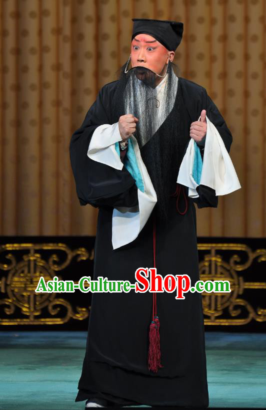 Wu Long Yuan Chinese Peking Opera Old Man Garment Costumes and Headwear Beijing Opera Laosheng Apparels Elderly Male Song Jiang Clothing