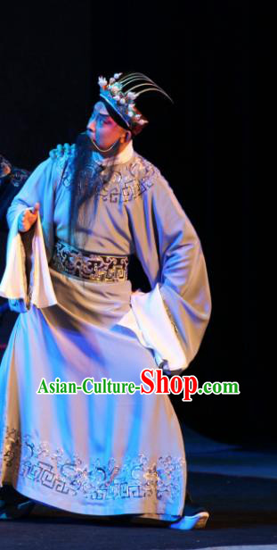 Da Meng Chang Ge Chinese Peking Opera Minister Garment Costumes and Headwear Beijing Opera Elderly Male Apparels Official Han Duomou Clothing