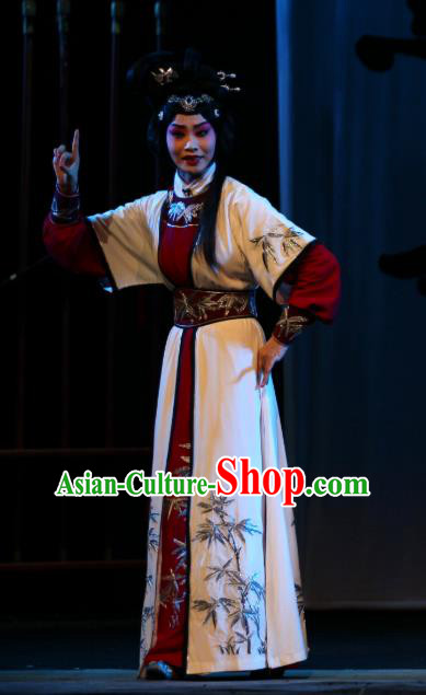 Chinese Beijing Opera Young Female Apparels Diva Jiang Yan Costumes and Headdress Da Meng Chang Ge Traditional Peking Opera Huadan Dress Garment