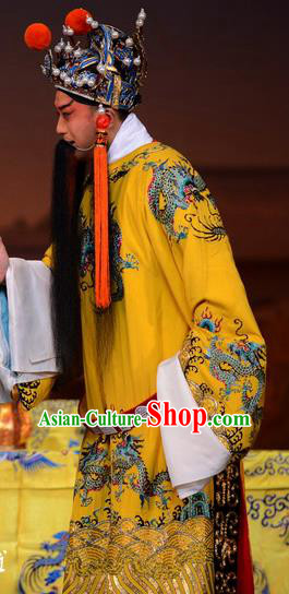 Imperial Concubine Mei Chinese Peking Opera Emperor Tangming Garment Costumes and Headwear Beijing Opera Laosheng Apparels Lord Clothing